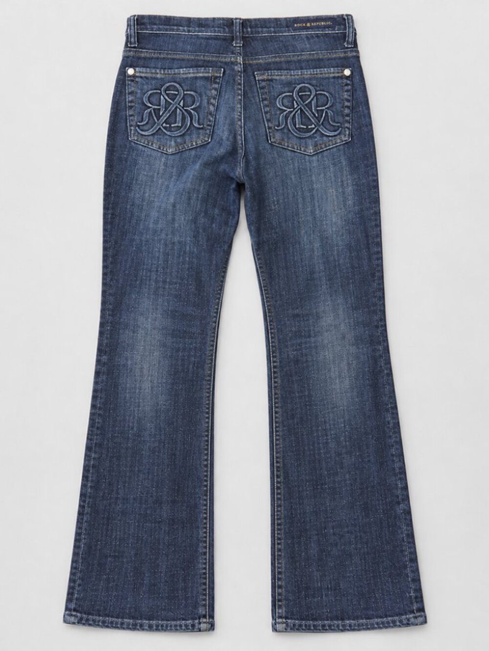 Rock & Republic Embossed Dark Blue Bootcut Jeans Size 8M